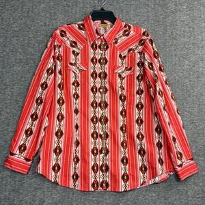 Vintage Wrangler Salinas Aztec Rodeo Western Shirt Pearl Snap Womens XL